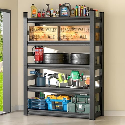 3000LBS Garage Shelving, Heavy Duty 48?W Metal Shelving for Garage, 78?H Standing Shelf Units, 5-Tier Adjustable Levels Garage Shelving Units and Storage, Storage Rack (47.2