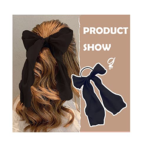 Bow Hair Ties Ribbons Scrunchies Women Girls Scarf Scrunchie Chiffon Bowknot Bunny Ear Scrunchy Long Tail Ponytail Holder Summer Hair Bands (6Pcs) #TOP1