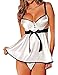COSWE Women Sexy Plus Size Baby Doll Lingerie Satin Nightgowns with Underwire