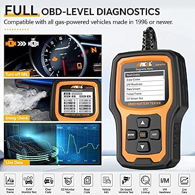 ANCEL Upgraded AD410 OBD2 Scanner Car Battery Tester,2 in 1 AD410 Pro+Obd2 Scanner Diagnostic Tool ANCEL BD200 Bluetooth 5.0 OBD2 Scanner
