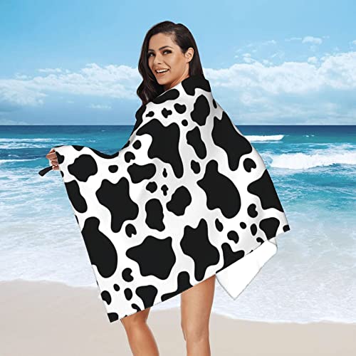 Bwwhccti Black And White Cow Printed Beach Towels Microfiber Quick Dry Absorbent Bath Towels Blanket For Swimming Pool Travel Picnic Camping Yoga Gym (63"X31.5", Black And White Cow) #TOP7