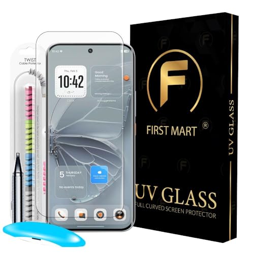Image of FIRST MART Military-Grade UV Tempered Glass for Tecno Pova Curve 2 5G with Edge to Edge Full Screen Coverage, Cable Protector and Easy Installation kit