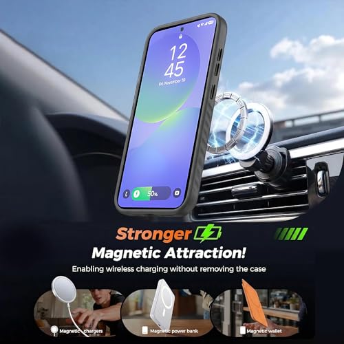 Image of KARWAN Slim Shockproof Back Case Cover Compatible with Samsung Galaxy A36,Dual Layer Armor Protection with Matt Finish, Heavy Duty Cover with Magnetic MagEase Wireless Charging (Black)