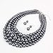 KOSMOS-LI Multi Layer Large Pearl Strand Necklace Bracelet And Earring Imitate Grey Pearl Jewelry Set For Women Stocking Stuffers