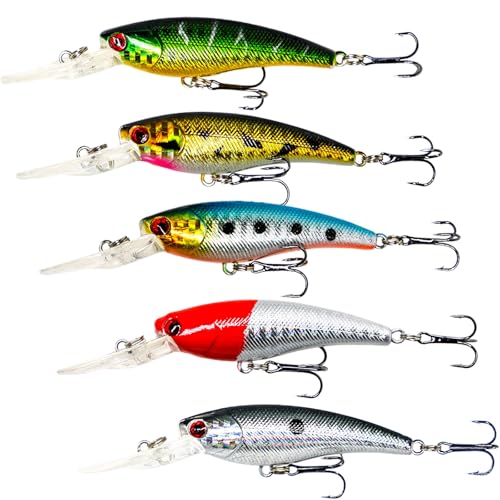 GuangWei ABS Minnow Sinking Fishing Lures - Lifelike Lures for Bass, Trout, Bluegill, Walleye, Pike & Salmon - Durable Fishing Lures with Realistic Swimming Action, Ideal Gifts for Fishing Enthusiasts