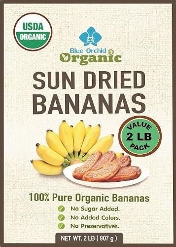 Organic Sun Dried Bananas Value Pack - No Sugar Added - No Preservatives - Unsulfured - Soft and Chewy Little Bananas - Thai Natural Fruit Snacks - 2 LB