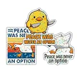 (3 Pcs) Peace was Never an Option Holographic Sticker, Silly Goose Sticker, Strong Goose Knife Chick Holographic Decals Waterproof Vinyl Sticker for Laptop, Water Bottle, Car, Hard Hat 3 Inches