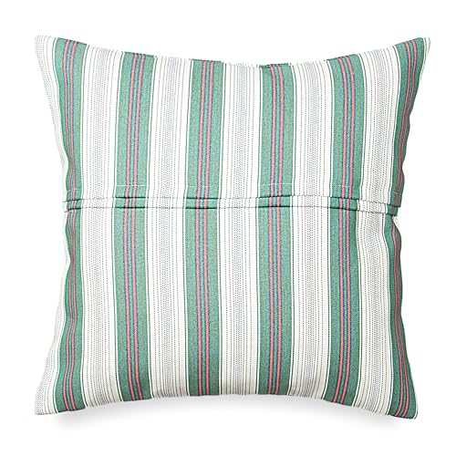 XINDAOYUAN Pack of 2 Outdoor Waterproof Pillow Covers 18x18 Coastal Hampton Style Decorative Outdoor Throw Pillows Garden Square Cases for Patio Furniture, Couch, Bench, Green and White Striped - Image 4