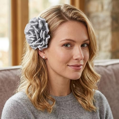 Image of 4.3 inch Red Rose Hair Clip Large Flower Brooches for Women | Charming Flowers Pins for Clothes | Turn Heads with Stylish Rose Hair Clip Flower Brooch Pin for Clothes & Clips for Woman