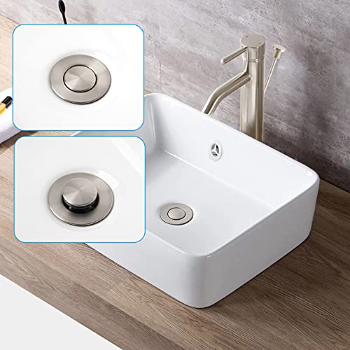 Bathroom Sink Drain With Overflow, Push And Seal Pop Up Drain Stopper Lift Rod, 2 Pack Bathroom Lavatory Vanity Vessel Drain Compatible With Moen, American Standard,Universal Drain Hole,Brushed Nickel #TOP2
