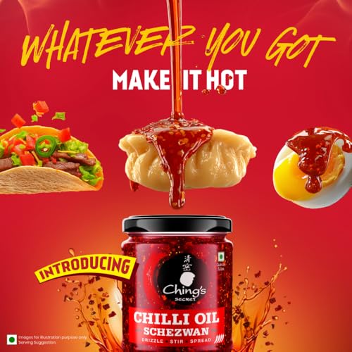 Image of Ching's Chilli Oil Schezwan - 170g | Garlic Schezwan Chilli Oil with Real Sichuan Pepper| Use on Noodles, Fried Rice, Momos, Pizza, Pasta, Indian Curries & Dal| Drizzle, Stir, Spread