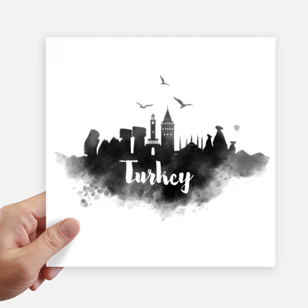 Autocollant carré Turquie peinture d'encre 20 cm stickers ville pour mur et valise DIYthinker 4Pcs