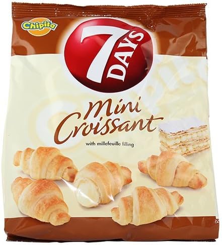 7 Days Mini Croissants with Millefeuille Filling From Greece - 10 Packs X 72g (2.5 Ounches Per Pack)