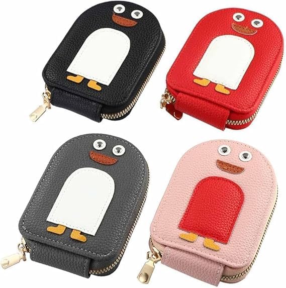 ARKONNECT Cute Penguins PU Credit Card Coin Wallet, Portable Creative Cute Penguins Pattern Card Holders, Mini Thin Wallet Multi-Slots Credit for Women, (Multicolour)-image-1