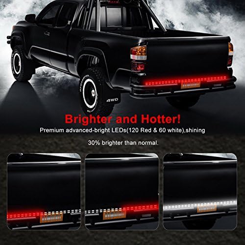 60" LED Truck Bed Light Strip White Waterproof Lighting Bar Kit with On-Off Switch Fuse 2-Way Splitter Cable for Jeep Cargo Boat Pickup RV SUV (60" Double Tailgate Light Bar๏ผ180LEDs๏ผ)