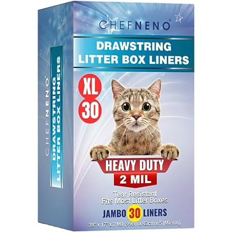 Cat Litter Box Liners Drawstring XL (30 Bags) 39" x 17" Super Jumbo Scratch Resistant Extra Heavy 2 Mil Disposable Litter Box Liner Cat Litter Tray Bags (30 Count) Cover