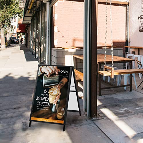 Czmiyrpy A-Frame Sidewalk Sign Holder - Sandwich Board Signs 24X36 Inches For Advertising Outdoor, Black Coated Steel Metal Double-Sided Folding Frame Poster Boards, Display Stand, Heavy Duty Sidewalk Signs For Business #TOP6