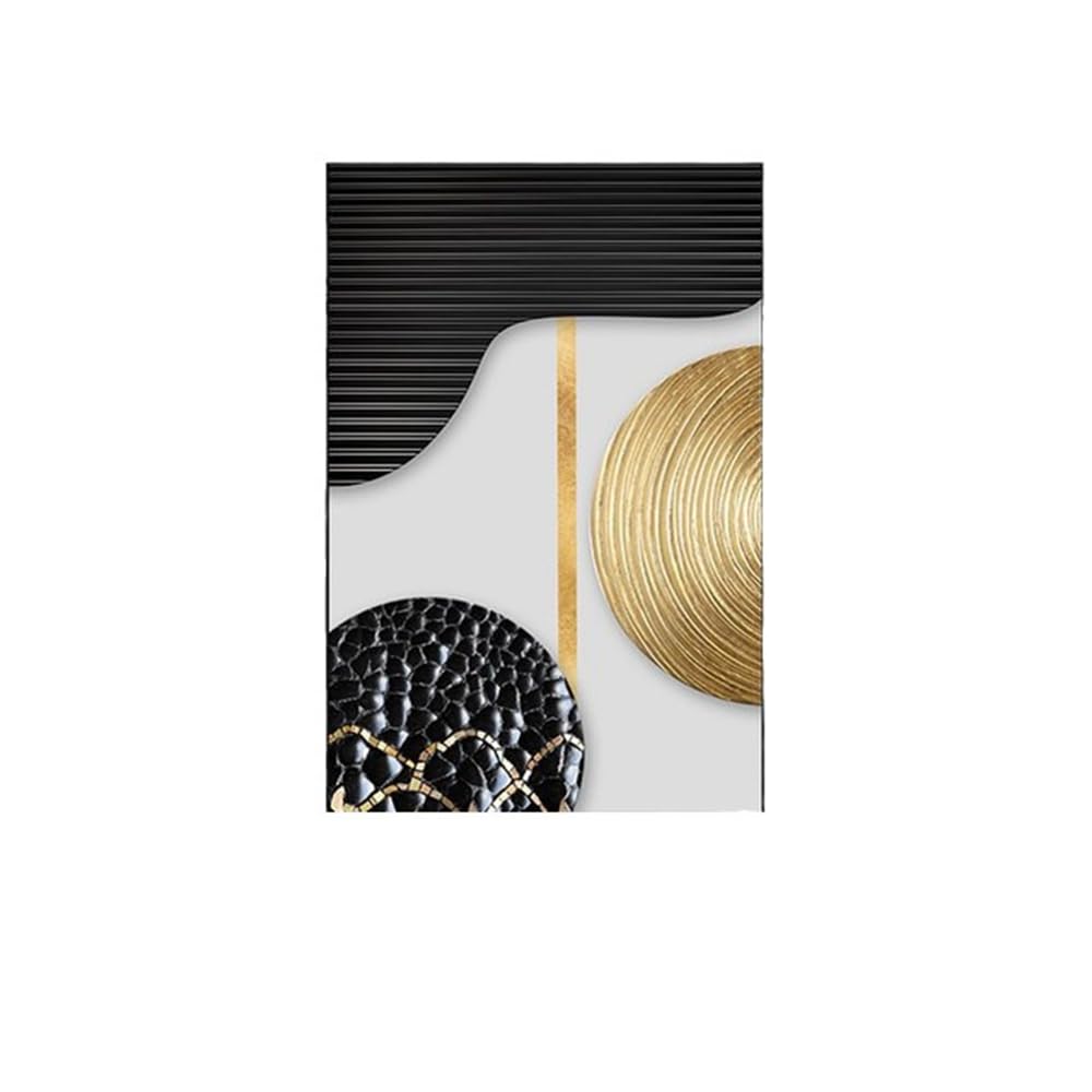 Quadro su tela astratto oro e nero Immagine di arte della parete per soggiorno Decorazione di arte della parete di grandi dimensioni Stampe su tela moderne 20x40 cm (8x16 pollici) con cornice