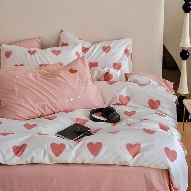 Nayoroom Bettwäsche 135x200 Mädchen Rosa Herzen Bettbezug Kissenbezug 80x80 – Ansicht 5