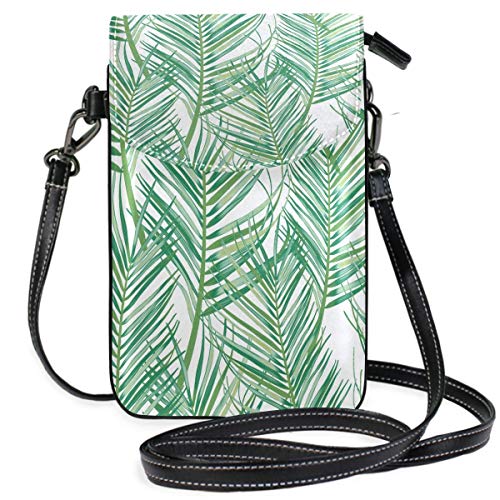 Preisvergleich Produktbild Handy Geldbörse Crossbody Green Leaves Kleine Umhängetasche Handy Geldbörse Geldbörse für Frauen Mädchen
