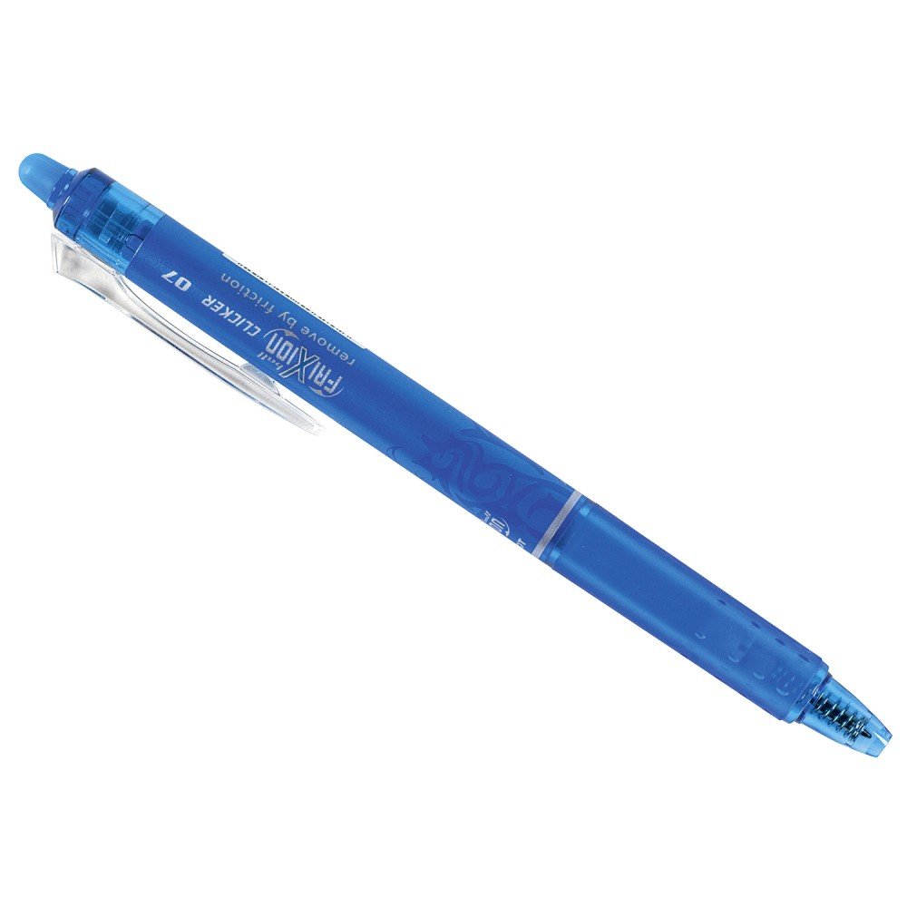 Pilot Frixion Clicker Retractable Erasable Rollerball 0.7 mm Tip - Light Blue, Single Pen