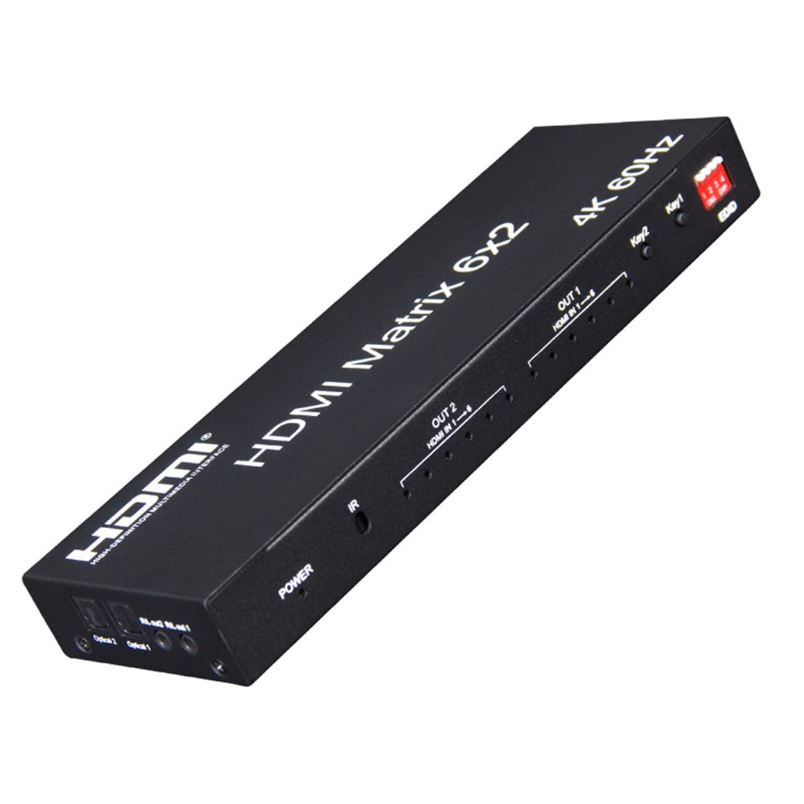 4K 60Hz 6x2 HDMI Matriz 6 IN 2 OUT HDMI Splitter Switch 4x2 Audio Video Convertidor con EDID para PC, TV, Doble Pantalla