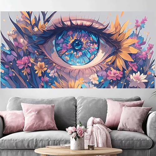 Diamond painting adulte œil toile anti-pli grand format 70x140cm