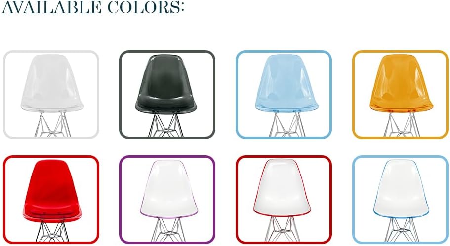 Miniatura 6 de LeisureMod Cresco - Comedor acrílico, base Eiffel cromada moderna y diseño de respaldo curvo, silla auxiliar ergonómica y ligera para el hogar,