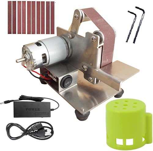 Mini lijadora eléctrica de banda amoladora de bricolaje pequeña pulidora afiladora pulidora herramienta de lijado de madera con control ajustable de