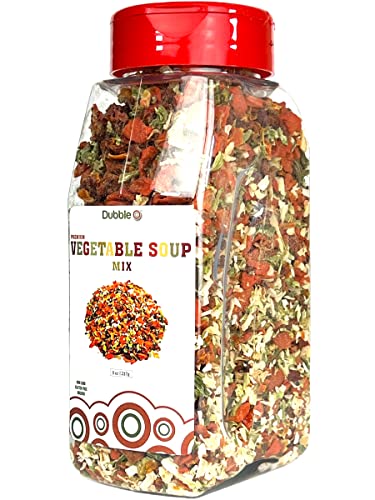 Premium Dried Vegetable Mix (Veggies Only) - 8 oz. - Dehydrated Mixed Bell Pepper, Carrot, Celery, Onion, and Tomato - Dubble O Brand