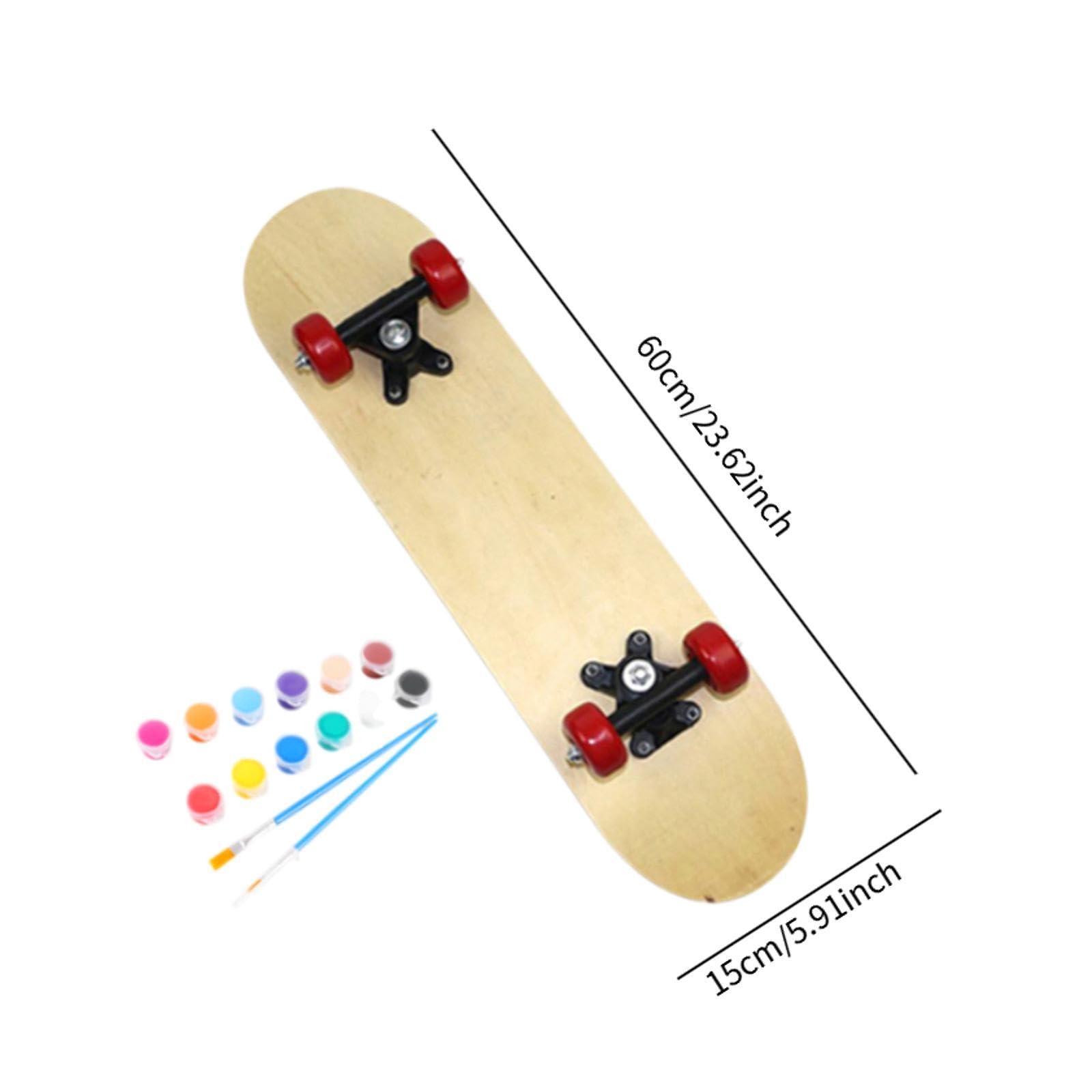 RNXRZANK Children's Customizable Skateboard, DIY Wooden Deck for Young Riders, 60x15cm