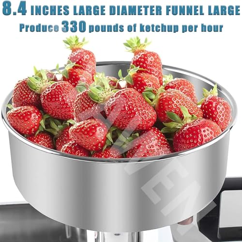 Fresatrice per pomodoro, Macchina per salsa di pomodoro commerciale 450W, Imbuto diametro 8,4 pollici, Barile staccabile, Testa sollevabile per pomodoro, fragola, salsa di mirtilli