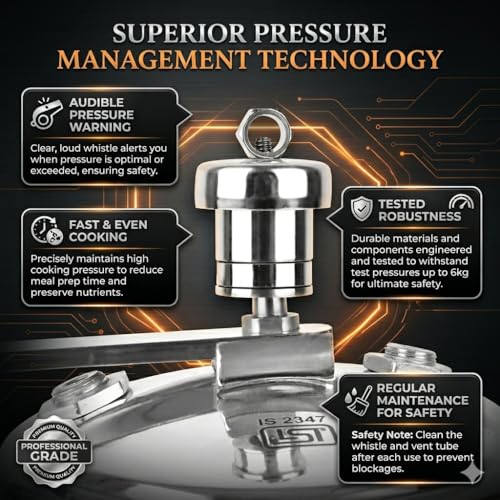 Image of Pratibha 1 Litre Inner Lid Aluminium Pressure Cooker |ISI CERTIFIED|Cooker 1 ltr|Non-Induction|Silver|Small cooker|Cooks for 1-2 People|
