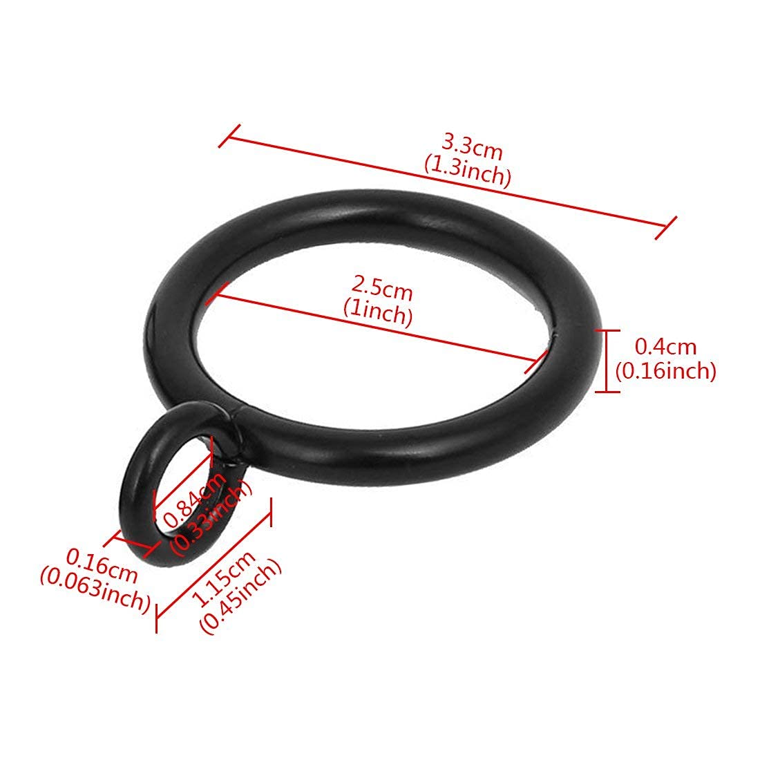 Gardinenringe, Metallringe zum Aufhängen, Ringe für Vorhänge und Stangen, 2,5 cm Innendurchmesser, Schwarz, 40 Stück