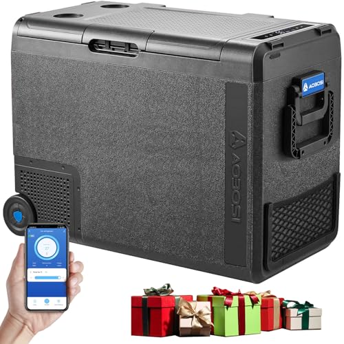 AAOBOSI Nevera Portatil 58L, Nevera 12V Compresor -20°C a 20°C, 12/24V DC y 100-240V AC Rugged Nevera para Coches, Casa, Viajes, Barco, Autocaravana, Camping y Pesca