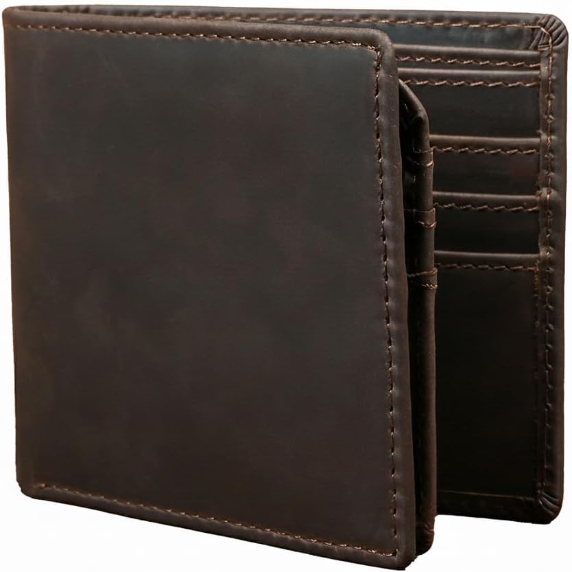 JOSOOS: Premium Leather Wallet for Men – RFID Protected Classic Bi-Fold | 9 Card Slots | Privacy ID Window | 2 full length Money Compartments | Slim Design & Stylish Everyday Carry