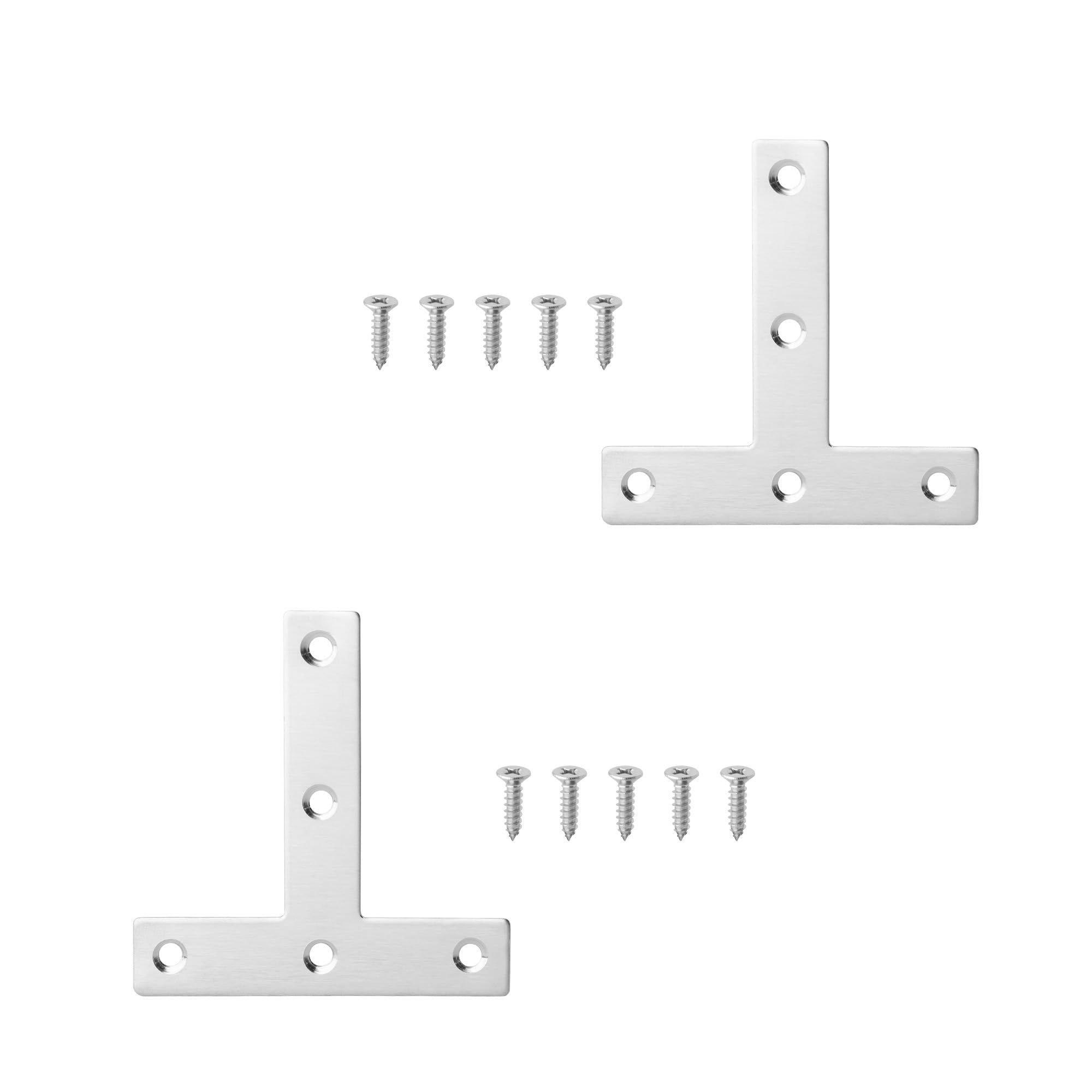 18pcs Stainless Steel T-Shap Straight Brace Brackets Mending Joining Plates Repair Fixing Heavy Duty for DIY Tools(80mm)