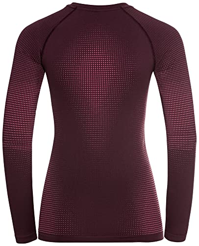Odlo Women's Performance Warm Eco Baselayer L/S Crew, Winetasting-Deep Claret, Medium #TOP2