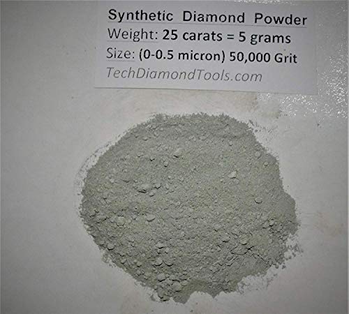 Techdiamondtools Diamond Powder For Polishing Glass Quartz Marble Rock Jewelry Stone Windshield Travertine Gemstone 50,000 Grit - 0-0.5 Microns - 25 Carats = 5 Grams Usa Made #TOP3