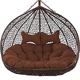 【RELLENO EXTRA GRUESO】 El cojín de hamaca para colgar al aire libre está relleno de algodón de muñeca, 16 cm de grosor, suave y cómodo, buena resistencia. Extra grueso, nunca sentirás la estructura de un columpio o una silla de mimbre, protege tus vértebras caudales y la articulación de la cadera.