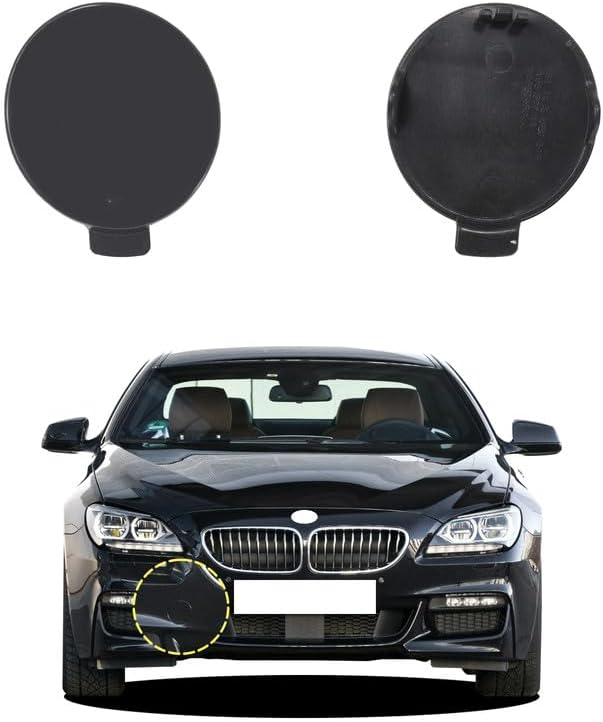 Car Front Bumper Tow Hook Cover Compatible With BMW 6 Series 640d 650i 2012 2013 2014 2015 2016 2017 2018 Convertible Gran Coupe M-Sport Package Edition Trailer Cover Cap 51118052710 Towing Eye Cap