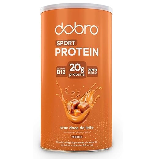 DOBRO Sport Protein Baunilha ou Chocolate 450g | Whey com Vitamina B12 zero Lactose |DEPARTMENT STORE (DOCE DE LEITE)