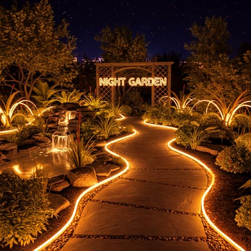 Image of Warm White Neon LED Strip Light 5 Meter with Adapter | Flexible IP65 Waterproof Silicone Rope Light for Indoor and Outdoor Bedroom, Ceiling, Gaming Room, Party & Decoration