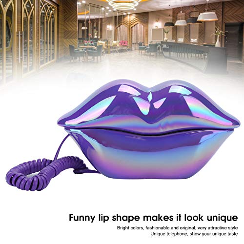 Teléfono fijo alámbrico con diseño de labios electroplateado miniatura 2