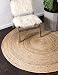 Unique Loom Braided Jute Collection Hand-Woven Natural Fibers Natural/Tan Round Rug (6' 0 x 6' 0)