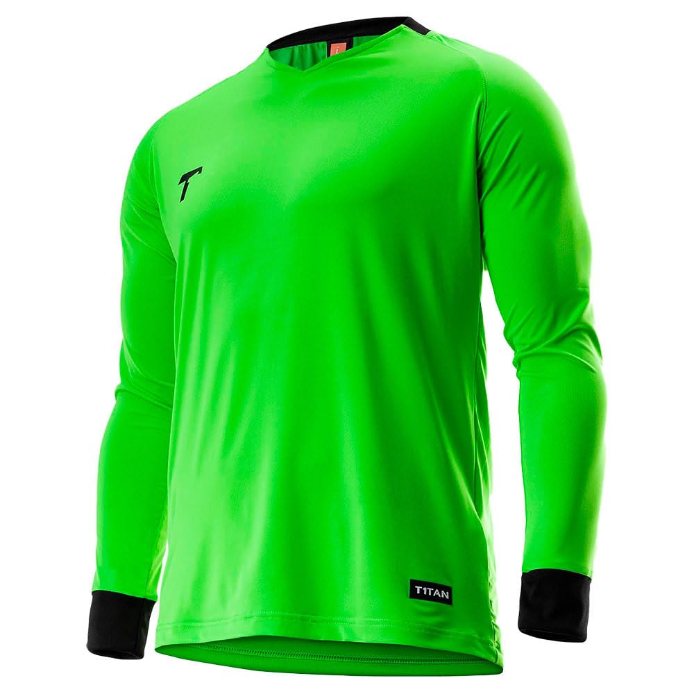 T1TAN Torwarttrikot - Fußballtrikot für Torhüter - Langärmliges Trikot für Herren, Damen und Jugendliche - Farbe grün - Größe XL