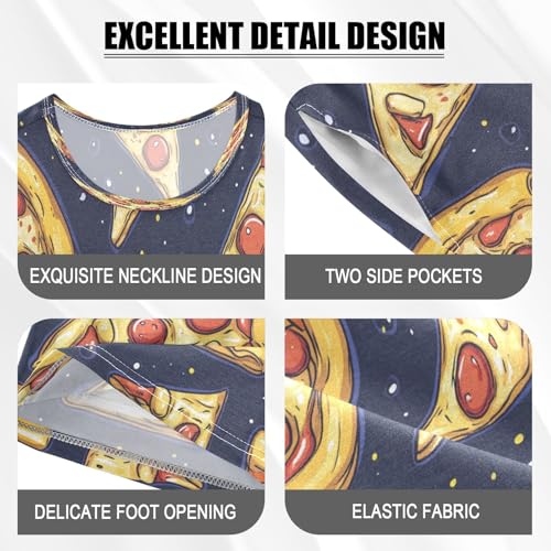 Pajama Sets Short Sleeve Pizza Slice Pattern on Blue Soft Cotton Summer Sleepwear 2 Piece PJS Size 5-14T3