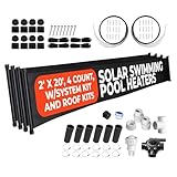 SunQuest Complete Pool Heater System - 4 (2ft x 20ft) Panels w/Bypass and Roof Kit - Solar Heater for Above Ground & Inground Swimming Pools - Tube on Web Design Panel-Polypropylene UV Resistant