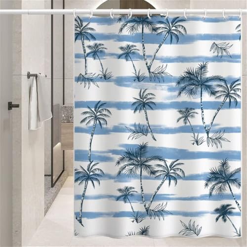 Rideau de douche 120x180 cm bleu lavable en polyester imperméable - 5