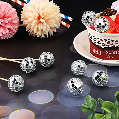 Gejoy HB-GEJOY-15040 20 Pieces Disco Ball Cupcake Toppers Disco Ball Cake Toppers 1970S Disco Ball Cake Decorations Mini Disco Balls Disco Theme Cake Picks thumb #2